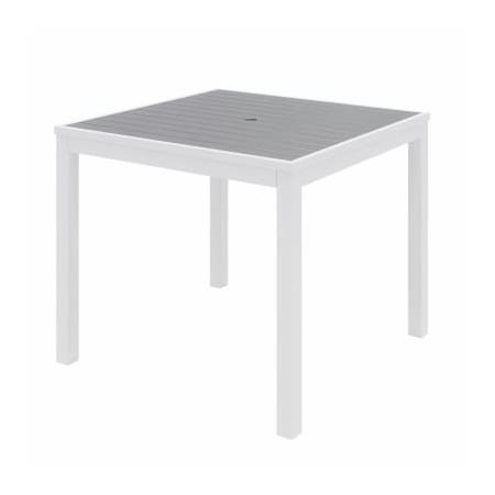 Kfi KFI 35" Square Outdoor Table - Gray Polymer Top - White Aluminum Frame - Ivy Series OLT35SQ-WH-GY